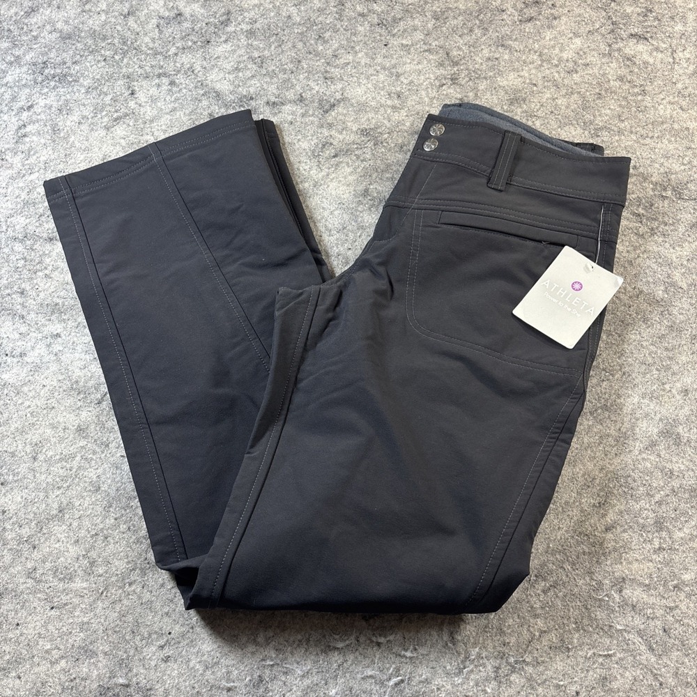 New Athleta Trek Dipper Pants Women's 6 Black Fleece Lined Adjustable Waist